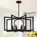 28" Modern Matte Black Chandelier for Dining Room, No Assembly Required Black Dining Room Light Fixture Over Table, Industrial Metal Hanging Pendant Lights Fixture for Kitchen Island, Entryway, Foyer
