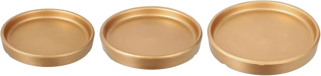 M METERXITY 3 Pack Planter Saucers - Ceramic Plant Tray Flower Pot Drip Trays Round Apply to Outdoor/Garden (4/5/6inch, Gold)