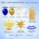 Royal Blue Gold Birthday Decorations for Men with Metallic Gold Royal Blue and White Balloons Banner Fringe Curtain for 16th 18th 21st 24th 32th 40th 50th 60th Men Birthday Decorations