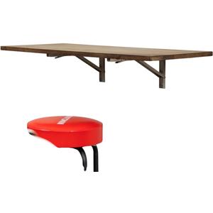 StoreYourBoard Folding Workbench, Wall Mounted Foldaway Table, Solid Dark Wood Butcher Block Desk, 40" x 18", Floating Work Bench, Stainless Steel Brackets, Holds 200 Lbs