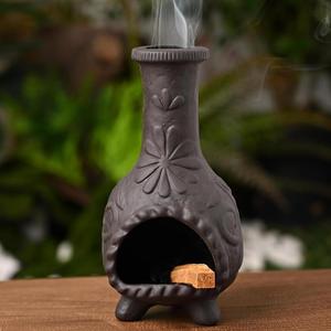 Elegant Handmade Black Palo Santo Holder–Incense Cone & Stick Burner with Smudge Chimney for Sage, Aromatherapy, Yoga, Meditation and Home Decor | Unique Gift for Friends & Family