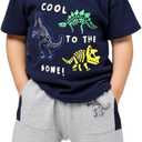 Little Bitty Toddler Boy Clothes Boys Summer Outfits Cotton Short Sleeve T-Shirt & Shorts Set 2-7Yrs (Navy & Grey)