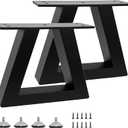6 Inch Trapezoid Metal Table Legs Black, DIY Furniture Feets for Bench, Chair, TV Cabinet, Coffee Table,Couch, Sofa, Stool Legs, Including Screws and Adjustable Feet Pads, 6 x 7.9