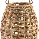 Signature Design by Ashley Etta Bohemian Woven Rattan 13.25" Lantern, Light Brown