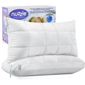 Nuzzle Queen Size Set of 2 Adjustable Firm Pillows – Hotel Luxury Neck Support, Height Adjust Soft Cooling Pillow for Back, Stomach or Side Sleepers-Home Gift