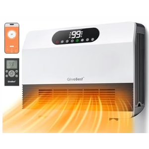 GiveBest Smart Wall Heater, 1500W Fast Heating Space Heater for Bedroom, Electric Space Heater with Thermostat for Indoor Use, Easy Wall Mounted, On/Off Timers, Works with Alexa, White
