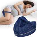 Knee Pillow for Side Sleepers, Alignment Pillows for Side Sleepers, Memory Foam Leg Pillow with Sleeping. Foam Support Pillow for Soothing Pain Relief for Sciatica - Adjustable StrapNavy