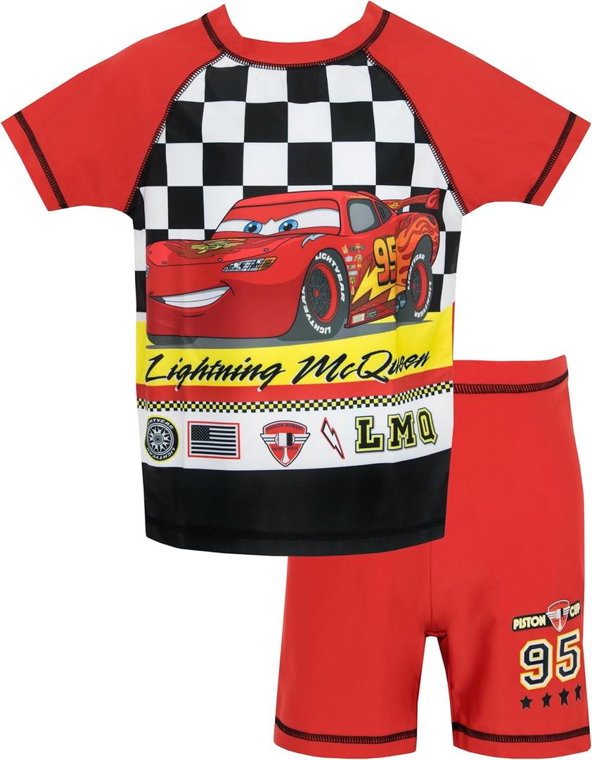 Disney Cars Boys' Lightning McQueen Two Piece Swim Set (5, Multicoloured)