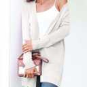 BB&KK Cardigan Sweaters for Women Knit Ribbed Long Sleeve Open Front Casual Winter Lightweight Cardigans with Pockets (White, L)