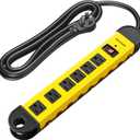 DEWENWILS Metal Power Strip, 6-Outlet Heavy Duty Surge Protector with 6FT Power Cord, UL Listed, 14AWG/3C, 15A Circuit Breaker, 900 Joules, Low Profile Flat Plug for Workshop, Wall Mountable