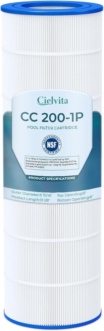 Cielvita CC200 4 oz Media Pool Filter Cartridge Replacement for Pentair Clean & Clear 200, CC200, Replaces Pleatco PAP200, Unicel C-9419, Pentair R173217, FC-0688, NSF/ANSI 50 Certified, 200 sq.ft