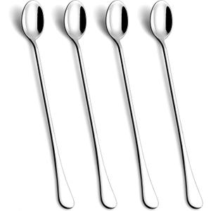 Lovingly Yours 9.5-Inch Long Handle Iced Tea Spoon, Coffee Spoons, Ice Cream Spoons, Stainless Steel Cocktail Stirring Spoons, Set of 4