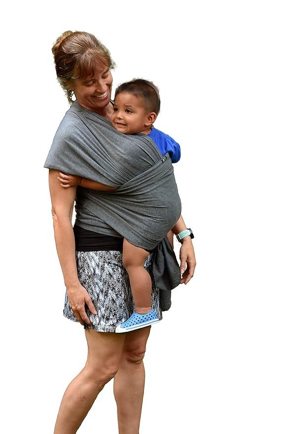 Baby Carrier Wrap: Soft, Stretchy, Breathable Cotton Baby Wrap, Baby Sling, Nursing Cover Up for use with Newborn-Toddler: Evenly distributes Weight for More Comfortable Carrying (Dark Grey)