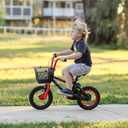 Kids Bike Basket - Front Bicycle Bike Basket for Boys and Girls - Bike Baskets with Adjustable PU Straps, Suitable for Most Children's Bicycles and Kids Tricycles