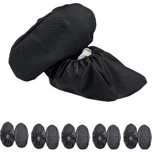 Waterproof Anti slip Washable Reusable Boots Cover Indoor Shoe covers (Large, Black)