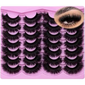 Mink Lashes Fluffy 20mm Volume False Eyelashes 8D Cat Eye Strip Lashes D Curl 14 Pairs Dramatic Soft Eyelash 25mm Big Long Lash Strips Lashes Pack That Look Like Extensions Faux Mink Lashes