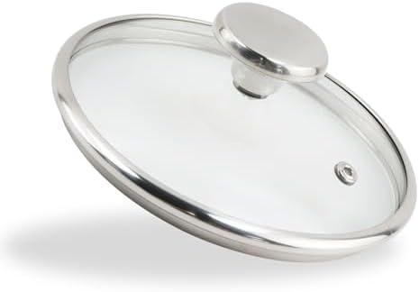 LC LICTOP Tempered Glass Lid for 6.5 Inch Cookware, Steam Vented Cover, Dishwasher & Oven Safe up to 400F, Universal Replacement for Pans & Skillets, Rounded 304 Stainless Steel Rim with Round Knob