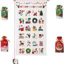 LYSXP Christmas Advent Calendar 2025 Countdown Fabric Wall Hanging Advent Calendars With 24 Pockets 13x23.5 Inch with 15 PCS Christmas Candy Bags