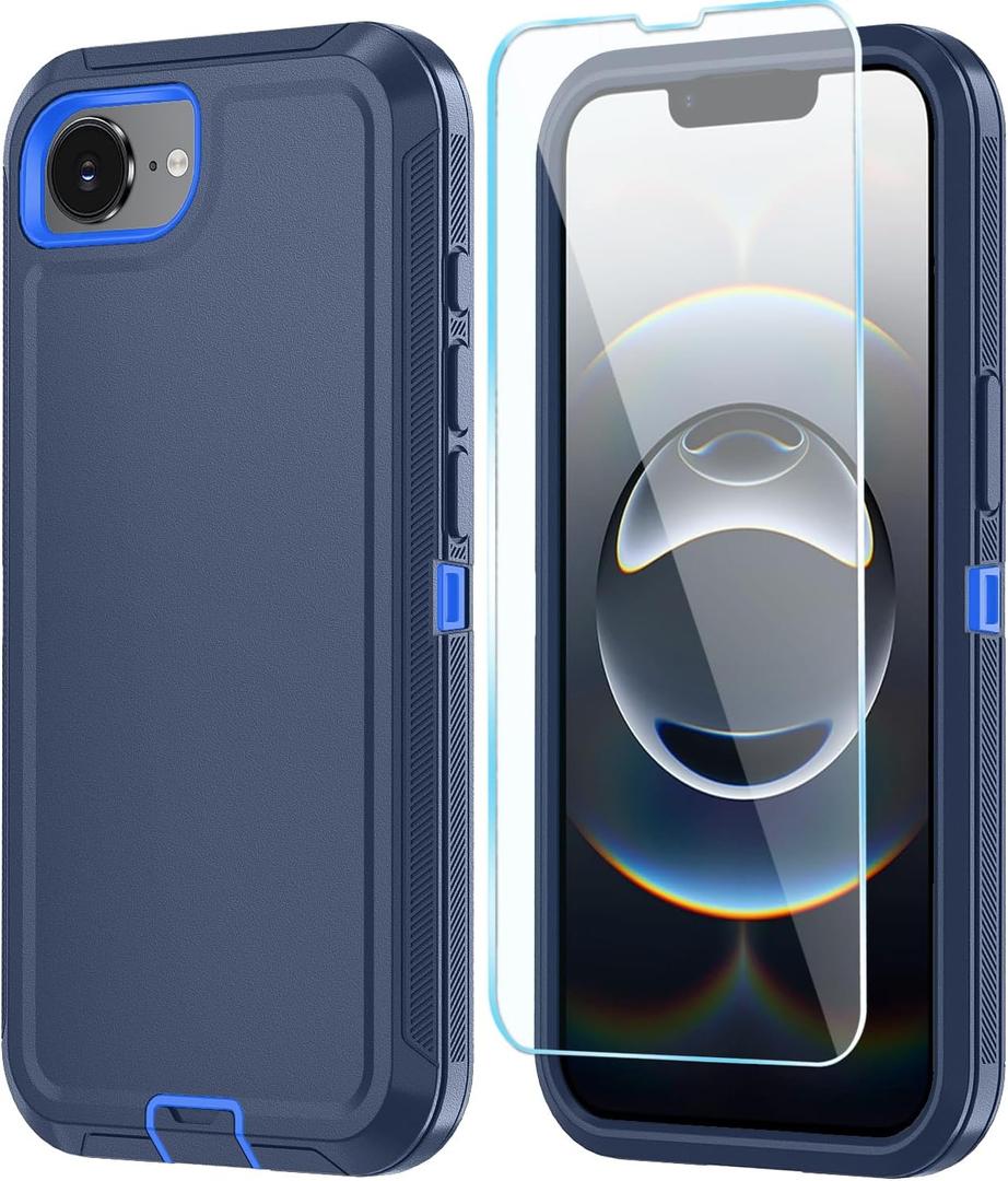 ONOLA Compitable with iPhone 16e Case & iPhone 17e Case with HD Screen Protector, [2 in 1 ] Heavy Duty Protection Phone Case for iPhone 16e /17e 6.1" (Navy DarkBlue)