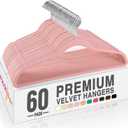 HOUSE DAY Lt Pink Velvet Hangers 60 Pack, Non Slip Clothes Felt Hanger Heavy Duty for Coat, Premium Slim Space Saving Suit Hangers for Closet Organizer, 360° Rotating Silver Hook