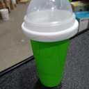Slushy Cup & Slushy Maker, Portable Smoothie Slushie Squeeze Cup for Juices, Milk and Ice Cream Make, Double Layers Silica with Lid & Straw for Kids, Friends & Family (GREEN, STANDARD SIZE)