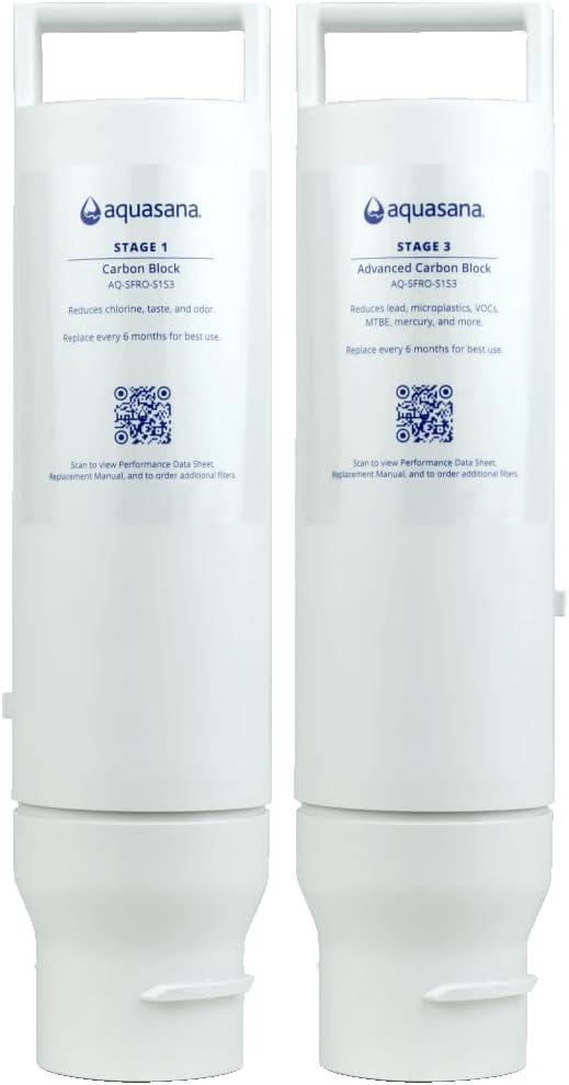 Aquasana SmartFlow Reverse Osmosis Water Filter Stage 1 and Stage 3 Replacement Carbon and Advanced Claryum Filters Last 6 Months - Not Compatible with OptimH2O - Replacements only
