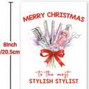 2 x Funny Hair Stylist Christmas Card, Unique Christmas Card Gifts for Hairdressers, Happy Holiday Appreciation Cards for Hair Stylist