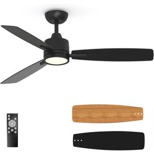 TALOYA 52 Inch Ceiling Fans with Lights Led Remote Control Flush Mount Low Profile for Living Room Bedroom Outdoor Farmhouse Patio Kitchen Dining Room, DC Motor, Reversible, 3 Color Temperatures, Black TALOYA 52 Inch Ceiling Fans with Lights Led Remote Control Flush Mount Low Profile for Living Room Bedroom Outdoor Farmhouse Patio Kitchen Dining Room, DC Motor, Reversible, 3 Color Temperatures, Black