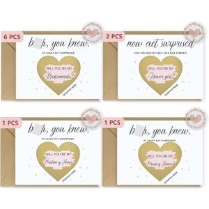 SEEBERY 10PCS Bridesmaid Proposal Scratch Off Cards  6 Bridesmaid, 1 Maid of Honor, 1 Matron of Honor, 2 Flower Girl. Unique Bridesmaid Proposal Gifts for Wedding & Bridal Shower