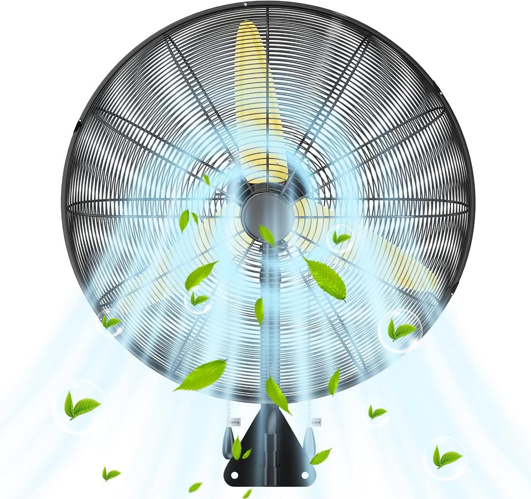 Uthfy 26" Wall Mount Fan,9200CFM High Velocity Wall Fan with 3-Speed,Outdoor Heavy Duty Industrial Oscillating Fan,Ideal for Patio,Garage,Shop,Warehouse,Factory,Greenhouse,Commercial,Porch,Indoor