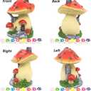 Fairy Garden House, Resin Miniature Mini Mushroom House and Tiny Mushrooms Figurines (Red)