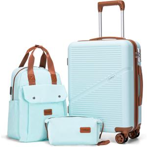 Carry On Luggage 22x14x9 Airline Approved, 20 Inch Carry on Suitcases with Wheels, ABS Lightweight Carry-on Luggage, Travel Suitcase Set with Wheels and TSA Lock (MintGreen)