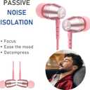 LUDOS OMNITONE Wired Earbuds in-Ear Headphones,  Earphones with Microphone, 3.5 mm Jack Corded Ear Buds, Videoconference for iPhone, Samsung, Laptop, Kids, School Students - Pink