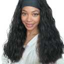 QUEENTAS 20 Inch Loose Body Wave Headband Wig, 1B Natural Black for Black Women, Glueless Wear and Go Synthetic Heat Resistant Hair, Daily Use & Dating