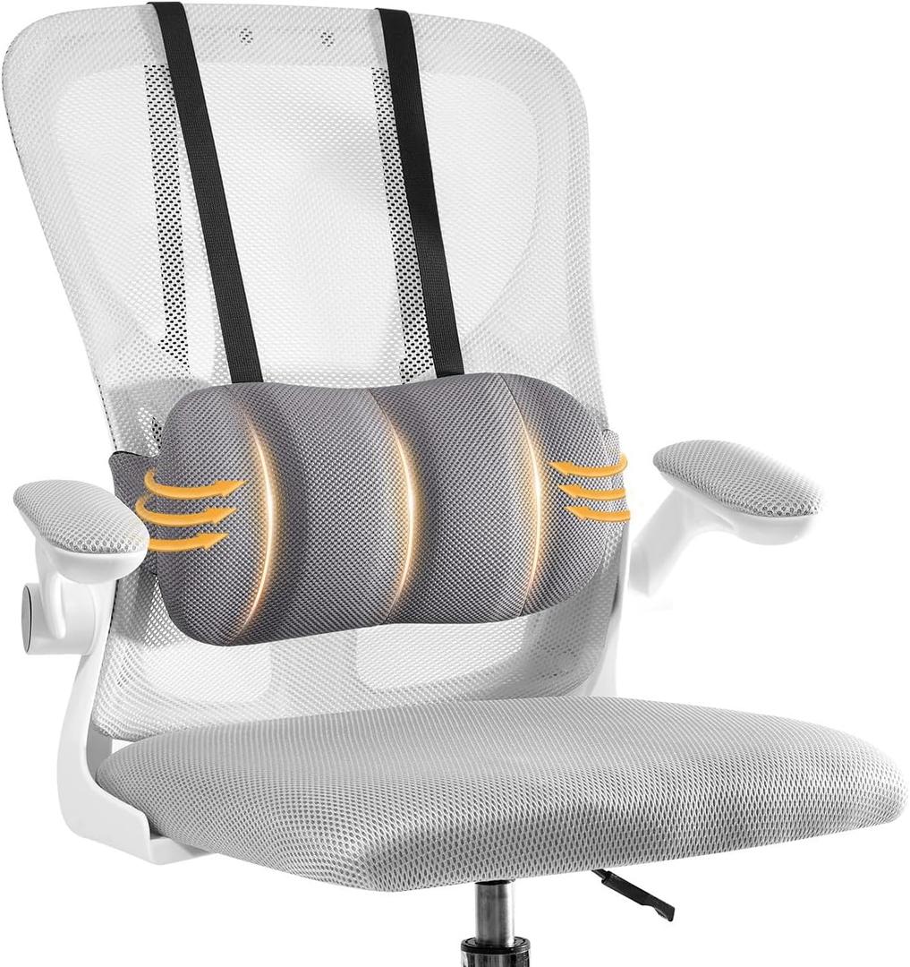 Lumbar Support Pillow for Car,Back Support for Car Seat Cushion,Adjustable Straps Securely Fixed Car Lumbar Support Pillow for Office Chair (Gray for Office Chair)