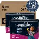 Goodnites Girls' Bedwetting Underwear, Size S/M (43-68 lbs), 76 Ct (2 Packs of 38)