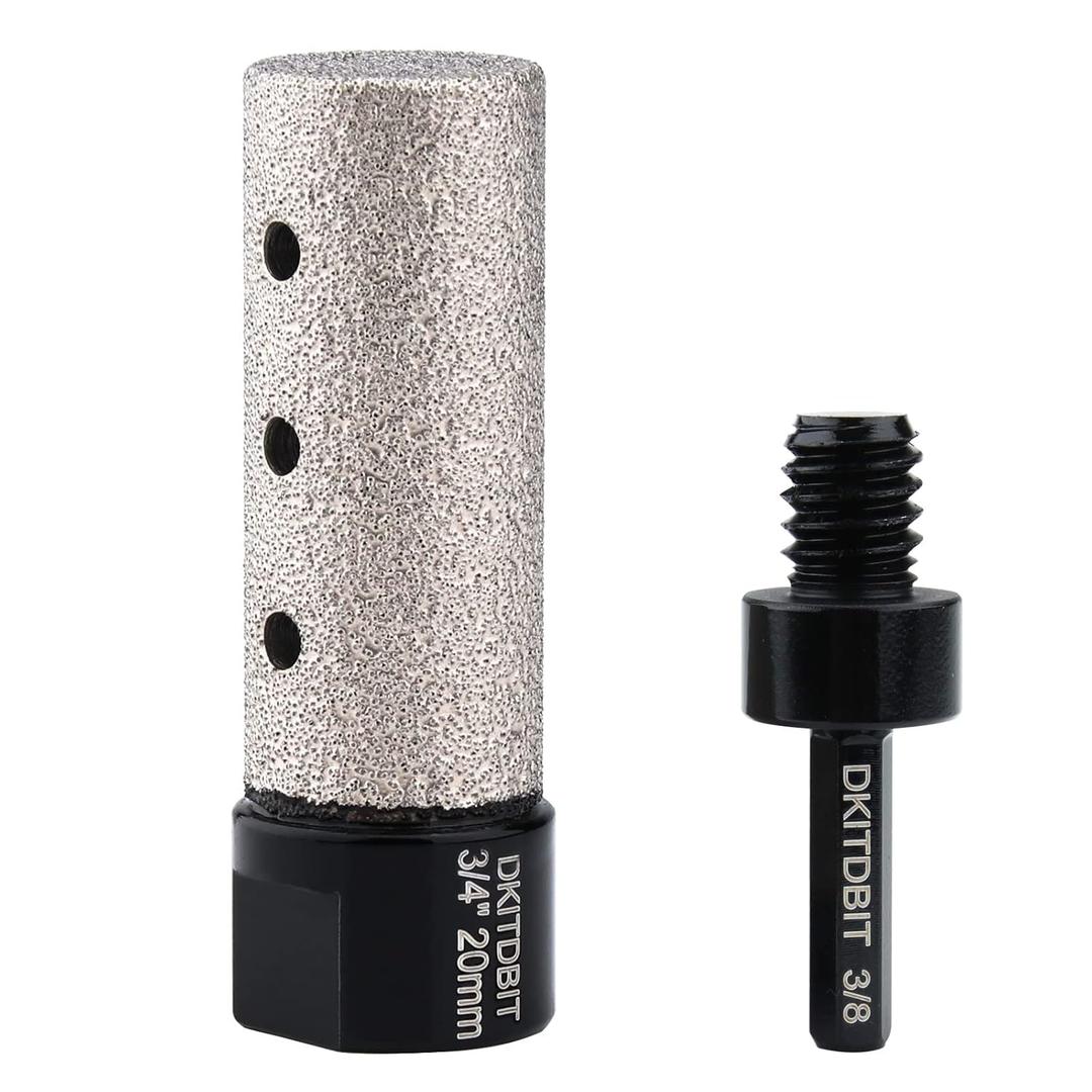 Diamond Coated Finger Bit, 3/4" Tile Milling Bit to Enlarge Grind Polish Shape Holes on Porcelain Ceramic Marble Granite Tile Countertop, with 5/8-11 Thread to 3/8" Hex Shank Adapter, Diameter 20mm
