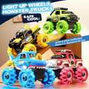 4 Pack Monster Truck Toys for 2 3 4 5 6 7 Year Boys, Light-Up Car Toys with Light-Up Wheels, Take Apart Toys Trucks for Toddler Toys 2-3, Birthday for Toddler Boys Ages 2-4