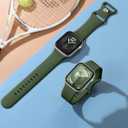 2 x Sport Band Compatible with Apple Watch Band 44mm 45mm 46mm 40mm 42mm 38mm 41mm 49mm, Soft Silicone Waterproof Replacement Strap for iWatch Watch Series 11 10 9 8 7 6 5 4 3 2 1 SE Ultra Women Men (Army Green)