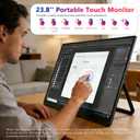 QQU 23.8" Large Portable Touchscreen Monitor, 1080P 100Hz FHD 100% sRGB USB-C HDMI Home Gaming Second Monitor Speakers w/120Stand & VESA Travel Monitor for Laptop, MacBook, PC, Phone, Tablet, Switch
