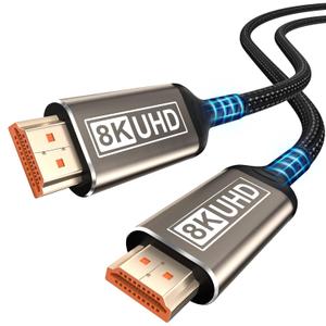 8K Long HDMI Cable 20FT, Ultra High Speed HDMI 2.1 48Gbps Cable, 8K@60Hz, 4K@120Hz/144Hz, eARC HDR HDCP 2.2 & 2.3 HDMI Cord Compatible for TV/Laptop/Monitor/PS5/X-box/Projector/GPUs & More