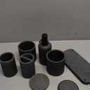 Bathroom Accessory Set - 6 Pieces Bathroom Accessories Set Complete with Soap Dispenser, Toothbrush Holders, Tumbler, Vanity Tray and 2 Qtip Holder for Home Organizer and Decor, Dark Grey