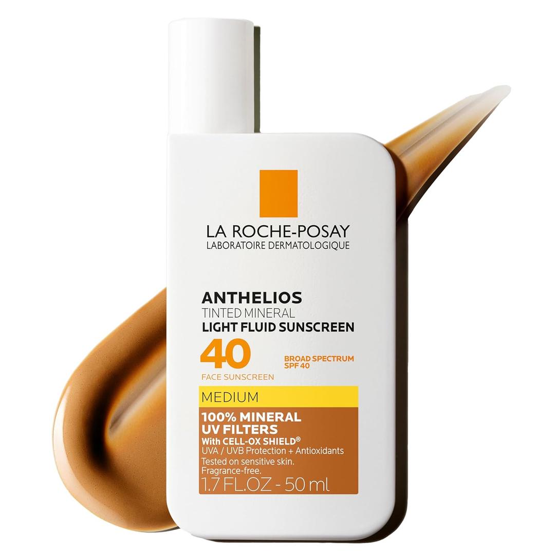 La Roche-Posay Anthelios Sunscreen SPF 40, Ultra-Light Fluid Broad Spectrum SPF 40, Face Sunscreen with Titanium Dioxide Mineral, Lightweight & Fast-Absorbing, Oil-Free, Matte Finish (Medium)