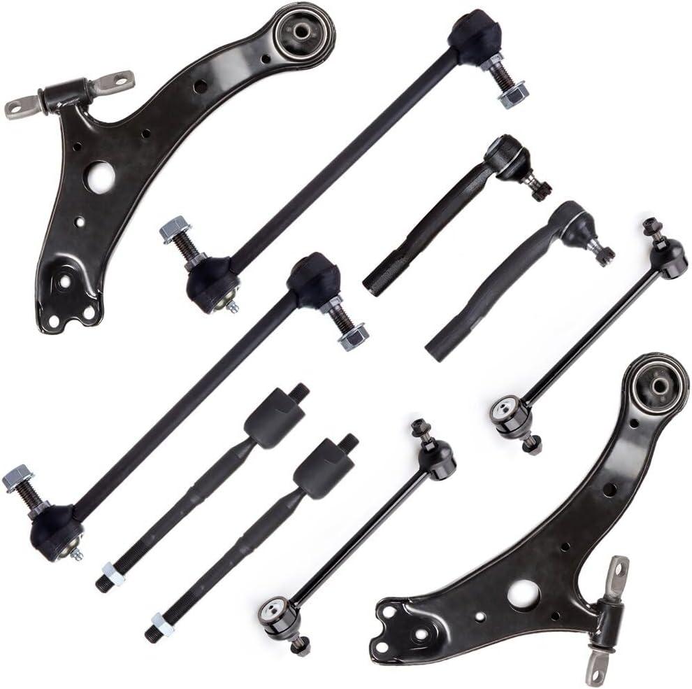 SCITOO 10pcs Front Suspension Kit Lower Control Arm Inner Outer Tie Rod End Sway Bar Link Fit 2004-2006 For Lexus ES330 2004-2006 For Toyota Camry 2004-2008 For Toyota Solara