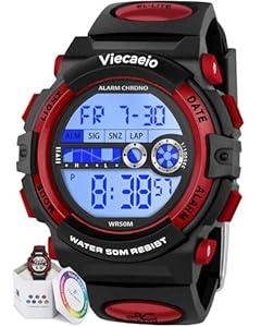 Kids Digital Watch for Boys Girls, Waterproof LED Colorful Lights Sports Watch Suitable for 5-17 Years Old Teenagers (with Gift Box) (A-Purple white)