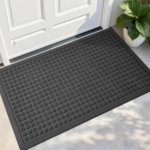 PLEASOR Front Door Mat Indoor Outdoor Entrance, Dirt Resistant and Absorbent Doormat, Sturdy Non-Slip Backing Entry Mat, Fade Resistant, Easy Clean Low-Profile Entryway Mat, 29x17, Grey