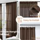BGment Brown Linen Curtains 84 Inch Length 2 Panels for Living Room Windows, Chocolate Semi Sheer Drapes Textured with Rod Pocket for Farmhouse Bedroom Dining Decor Lightweight, Each 52 Inch Wide