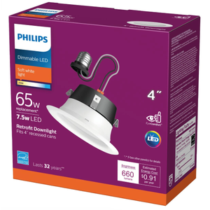 Philips 4 In. Retrofit White LED Recessed Light Kit, Soft White