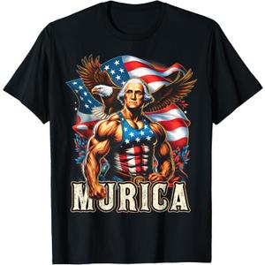 4th of July Patriotic Funny George Washington July 4th USA T-Shirt, Size: Small