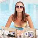 Boho Patch Cosmetic Bag - Summer Beach Swimming Pool Toiletry Makeup Bag Beige Clear Waterproof Travel Makeup Pouch PVC Zipper Clutch Daily Use Purse Summer Beach Gifts for Women Girls